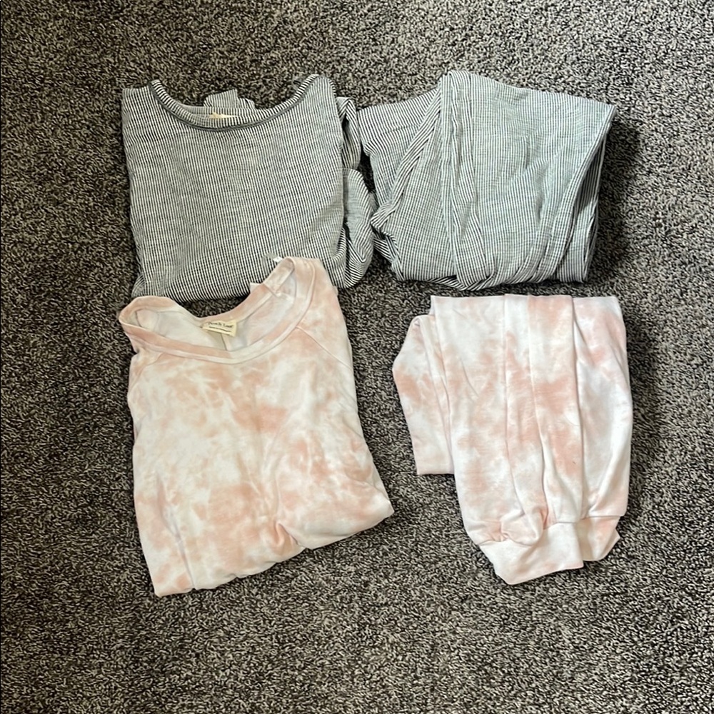 NWOT- Bundle of Pink Tie-Dye and Gray Striped Women's lounge/ sleep wear
